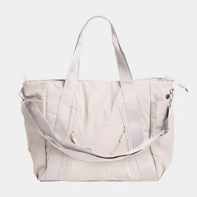 Fashnzfab Solid Spacious Multi Compartment Carryall Tote Bag In Sand