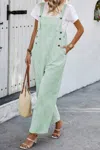 Fashnzfab Solid Square Neck Button Trim Pockets Jumpsuit