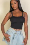Shop Fashnzfab Solid Strap Tank Top In Black