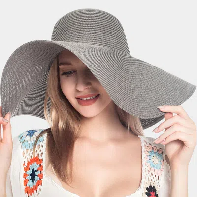 Fashnzfab Solid Straw Sun Hat In Gray