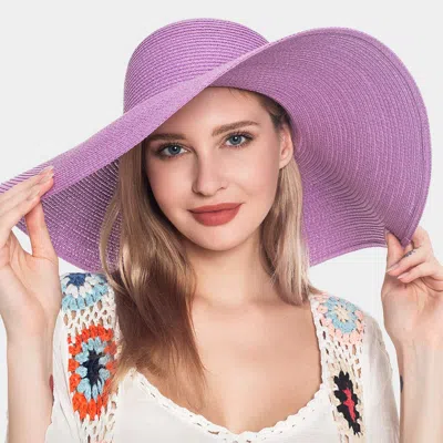 Fashnzfab Solid Straw Sun Hat In Purple