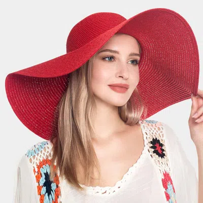 Fashnzfab Solid Straw Sun Hat In Red