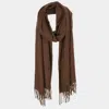 Fashnzfab Solid Tassel Oblong Scarf In Green