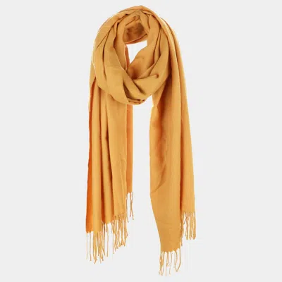 Fashnzfab Solid Tassel Oblong Scarf In Yellow
