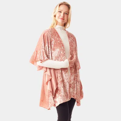 Fashnzfab Solid Velvet Shawl Poncho In Multi
