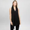 Fashnzfab Solid Versatile Asymmetrical Poncho Wrap / Scarf In Black