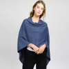 Fashnzfab Solid Versatile Asymmetrical Poncho Wrap / Scarf In Blue