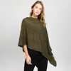 Fashnzfab Solid Versatile Asymmetrical Poncho Wrap / Scarf In Green