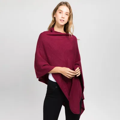 Fashnzfab Solid Versatile Asymmetrical Poncho Wrap / Scarf In Pink