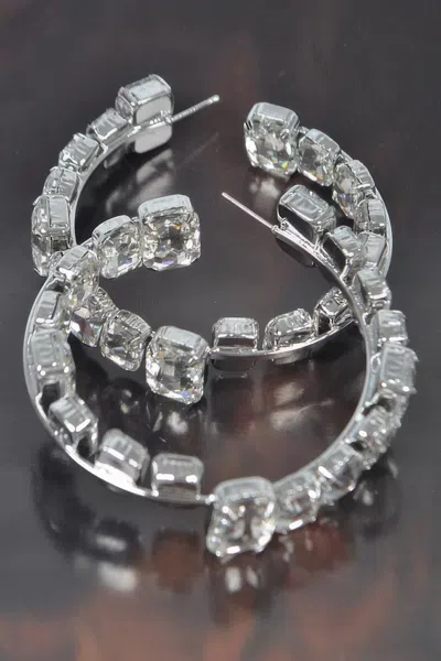 Fashnzfab Sophisticated Stone Hoop Adornment In Black