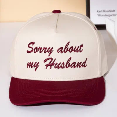 Fashnzfab Sorry About My Husband Message Embroidered Five Panel Canvas Snapback Baseball Cap In Red