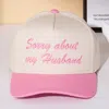 Fashnzfab Sorry About My Husband Message Embroidered Five Panel Canvas Snapback Baseball Cap In Pink