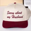 Fashnzfab Sorry About My Husband Message Embroidered Five Panel Canvas Snapback Baseball Cap In White