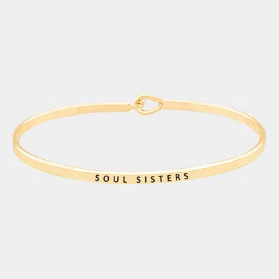 Fashnzfab Soul Sisters Brass Thin Metal Hook Bracelet Gold