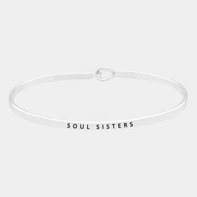 Fashnzfab Soul Sisters Brass Thin Metal Hook Bracelet Rhodium In Multi