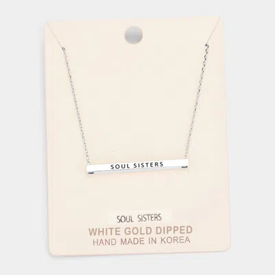 Fashnzfab 'soul Sisters' Horizontal Metal Bar Pendant Necklace In Metallic