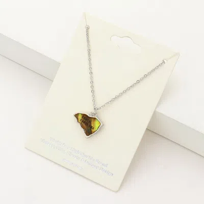 Fashnzfab South Carolina State Map Abalone Pendant Necklace In Metallic