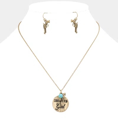 Fashnzfab Southern Girl Charm Necklace In Yellow
