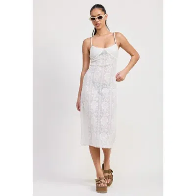 Fashnzfab Spaghetti Strap Lace Midi Dress