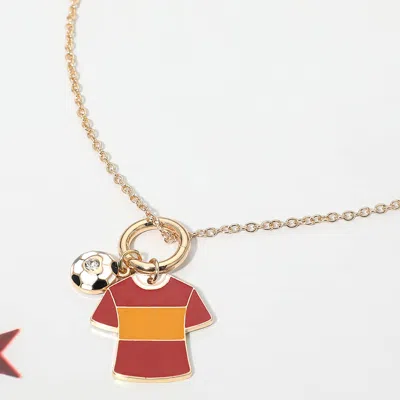 Fashnzfab Spain Soccer Ball Jersey Charm Toggle Pendant Necklace In Red