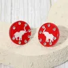 Fashnzfab Sparkle Accent Game Day Elephant Disc Stud Earrings - Red In Red