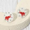 Fashnzfab Sparkle Accent Game Day Elephant Disc Stud Earrings - White In Red