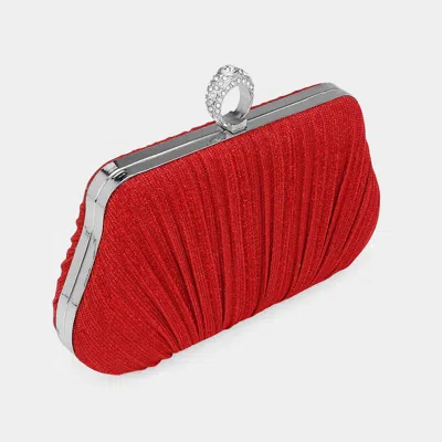 Fashnzfab Sparkle Fabric Clutch Evening Bag / Crossbody Bag In Red