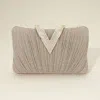 Fashnzfab Sparkle Fabric Stone Paved V Fold Clutch / Evening Bag / Crossbody Bag In Gold
