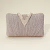 Fashnzfab Sparkle Fabric Stone Paved V Fold Clutch / Evening Bag / Crossbody Bag In Pink