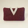 Fashnzfab Sparkle Fabric Stone Paved V Fold Clutch / Evening Bag / Crossbody Bag In Purple