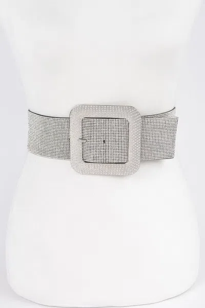 Fashnzfab Sparkle Fit Rhinestone Belt In Neutral