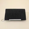 Fashnzfab Sparkle Pleated Fabric Elegant Evening Clutch Crossbody Bag In Black