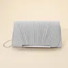 Fashnzfab Sparkle Pleated Fabric Elegant Evening Clutch Crossbody Bag In Silver