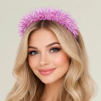 Fashnzfab Sparkle Tinsel Statement Party Headband In Pink
