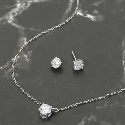 Fashnzfab Sparkling Cubic Zirconia Necklace In Silver