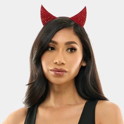 Fashnzfab Sparkling Devil Horn Costume Halloween Party Headband In Red