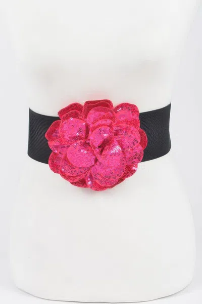 Fashnzfab Sparkling Floral Sequin Waist Belt In Multi