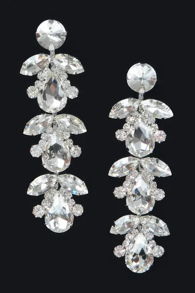 Fashnzfab Sparkling Long Drop Earrings In Silver