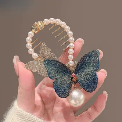 Fashnzfab Sparkling Pearl Hair Clips In White