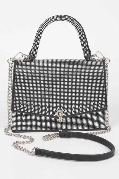 Fashnzfab Sparkling Rhinestone Evening Clutch In Blue