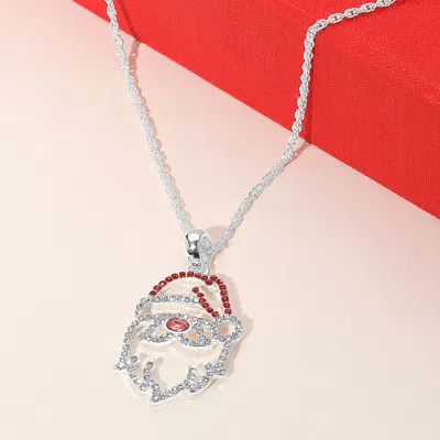 Fashnzfab Sparkling Santa Face Pendant Necklace In Metallic