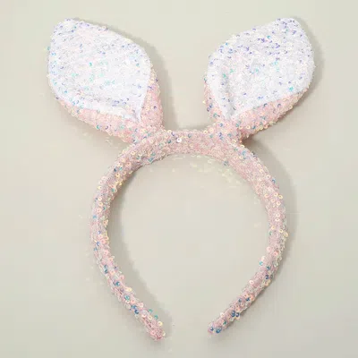 Fashnzfab Sparkling Sequin Easter Bunny Ear Headband In Pink