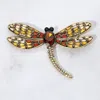 Fashnzfab Sparkling Stone Embellished Dragonfly Pin Brooch In Gold