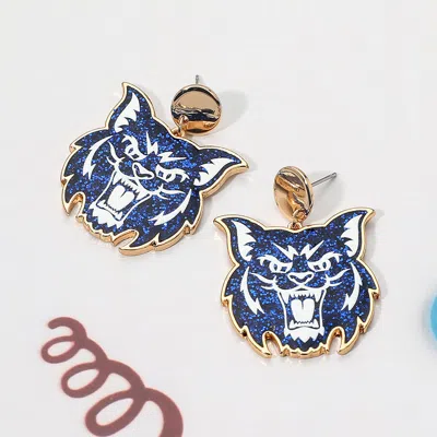 Fashnzfab Sparkling University Of Kentucky Wildcat Dangle Earrings In Blue