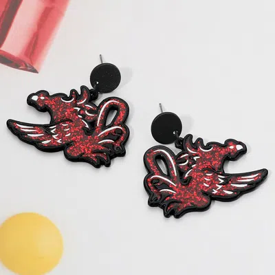 Fashnzfab Sparkling University Of South Carolina Gamecock Dangle Earrings In White