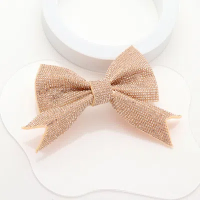 Fashnzfab Sparkly Bling Stone Bow Hair Barrette In Gold