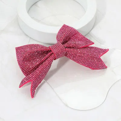 Fashnzfab Sparkly Bling Stone Bow Hair Barrette In Pink