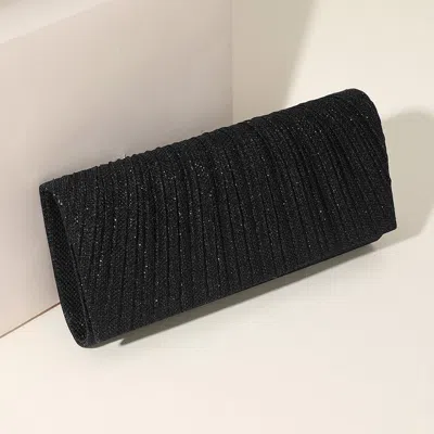 Fashnzfab Sparkly Fabric Evening Clutch / Crossbody Bag In Black