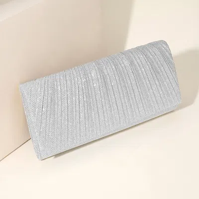 Fashnzfab Sparkly Fabric Evening Clutch / Crossbody Bag In Silver