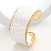 Fashnzfab Sparkly Glittered Cuff Bracelet White In White